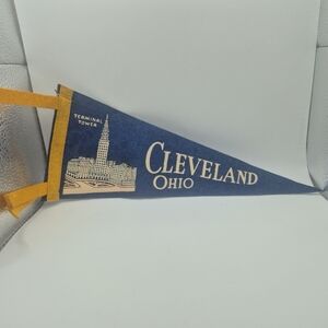 Terminal Tower Cleveland Ohio Mini Pennant Blue/Yellow 12"x5"